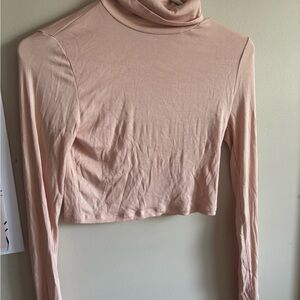 Sunday Best Blush Cropped Turtleneck Long Sleeve Top
